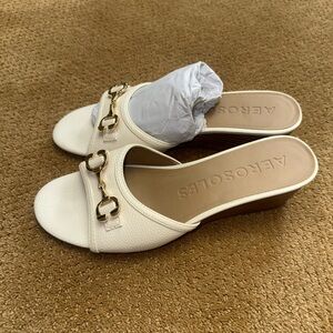 AEROSOLES Cream Slide Mule with Gold Horsebit